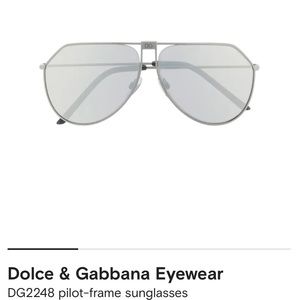 Pre- loved Dolce and Gabbana gunmetal pilot frame sunglasses 62mm
